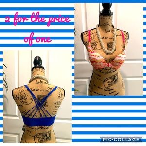 VICTORIA’S 💙🧡 SECRET (2) front hook padded bras